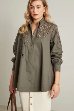 Camicia con ricami - Verde Militare