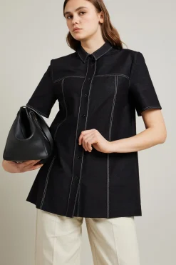 Camicia effetto denim - Nero