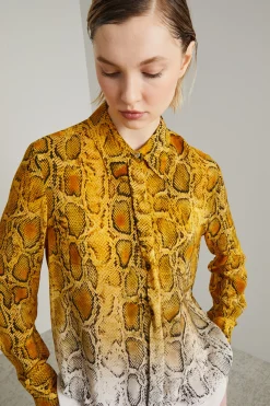Camicia in crépe animalier - Giallo