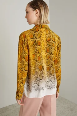 Camicia in crépe animalier - Giallo