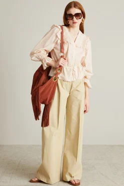 Camicia in mussola con rouches - Rosa Chiaro