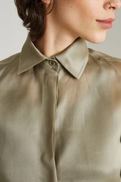 Camicia in organza di seta - Platino