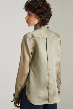 Camicia in organza di seta - Platino
