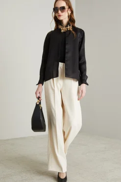 Camicia in organza di seta - Nero