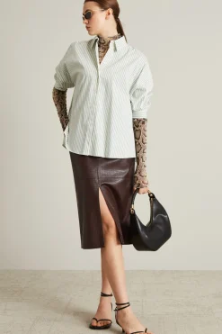 Camicia in popeline di cotone - Verde Bianco