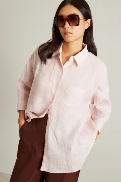 Camicia in puro lino - Rosa Pastello