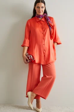 Camicia in raso di misto seta - Corallo