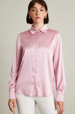 Camicia in raso di seta - Rosa