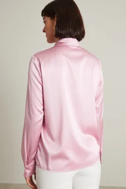 Camicia in raso di seta - Rosa