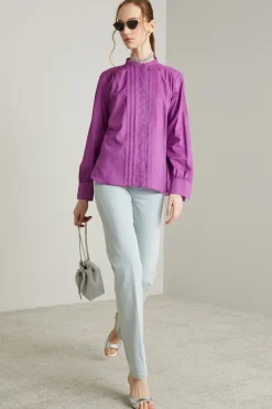 Camicia in tela con nervature - Ciclamino