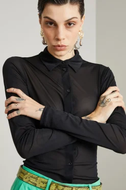 Camicia in tulle - Nero