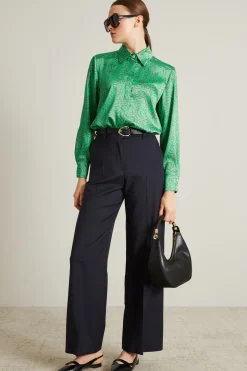 Camicia in twill a fantasia - Verde Marrone