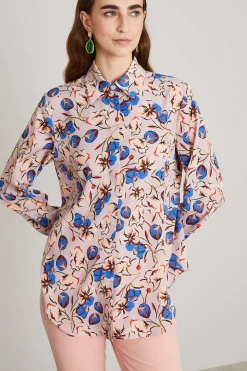 Camicia in twill a fantasia - Rosa Blu