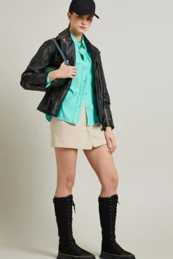 Camicia sahariana in mussola - Verde Acqua