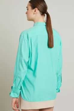 Camicia sahariana in mussola - Verde Acqua