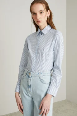 Camicia aderente - Bianco Azzurro