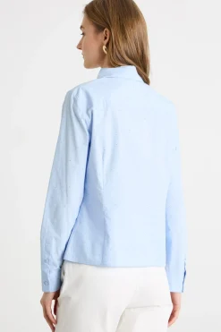 Camicia aderente con strass - Azzurro