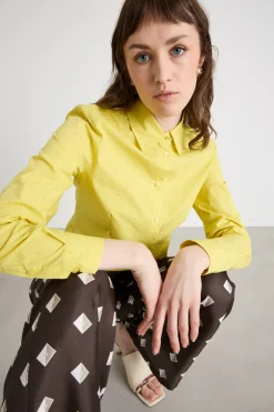 Camicia aderente con strass - Giallo