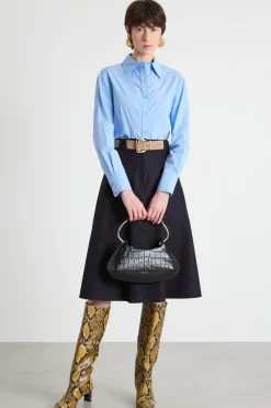 Camicia aderente in popeline - Azzurro