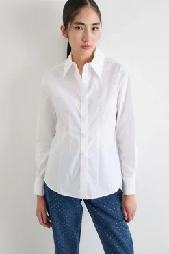 Camicia aderente in popeline - Bianco