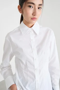 Camicia aderente in popeline - Bianco