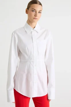 Camicia aderente in popeline - Bianco
