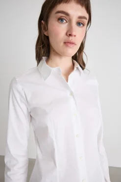 Camicia aderente in popeline stretch - Bianco