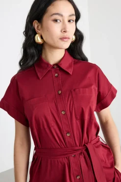 Camicia ampia con cintura - Rosso