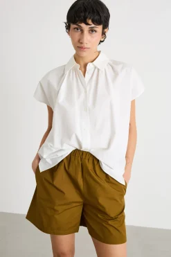 Camicia ampia con motivo arricciato - Bianco