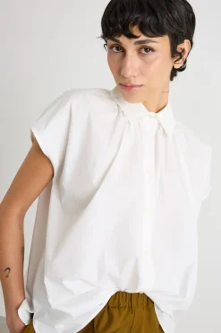 Camicia ampia con motivo arricciato - Bianco