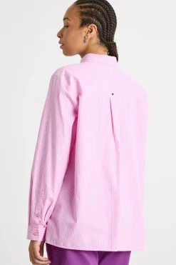 Camicia ampia con ricamo di cotone - Rosa
