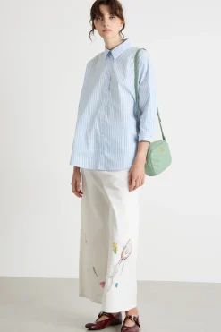Camicia ampia con stampa - Azzurro