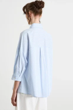Camicia ampia con stampa - Azzurro