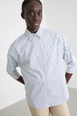 Camicia ampia con stampa - Bianco Azzurro