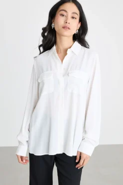 Camicia ampia con tasche - Bianco