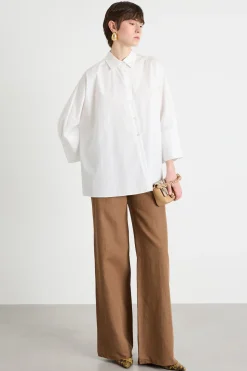 Camicia ampia in popeline - Bianco
