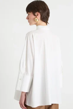 Camicia ampia in popeline - Bianco