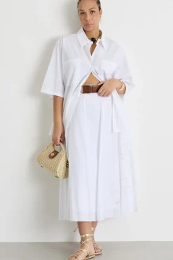 Camicia ampia in popeline - Bianco