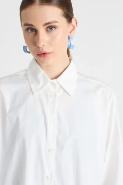 Camicia ampia in popeline - Bianco