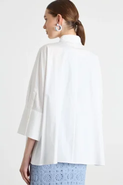 Camicia ampia in popeline - Bianco