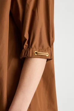 Camicia ampia in popeline - Marrone