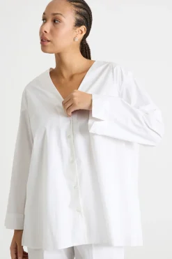 Camicia ampia in tela - Bianco