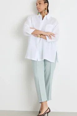 Camicia ampia in tela - Bianco