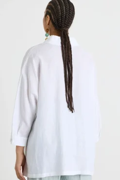 Camicia ampia in tela - Bianco