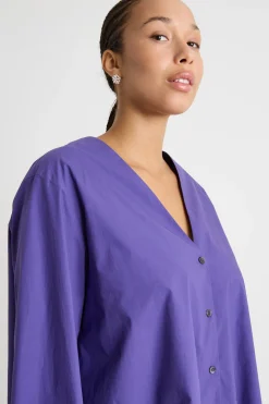 Camicia ampia in tela - Viola
