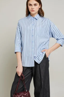 Camicia a righe - Celeste