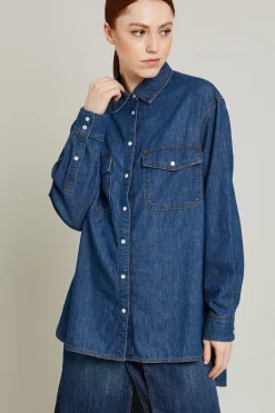 Camicia asimmetrica in denim - Blu