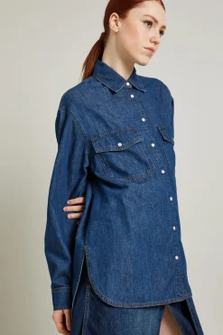Camicia asimmetrica in denim - Blu