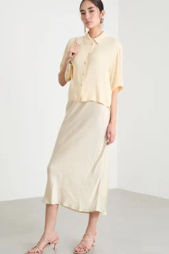 Camicia boxy a maniche corte - Giallo