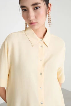 Camicia boxy a maniche corte - Giallo